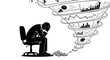 © anitadwi - Man overwhelmed by financial data vortex and money loss
