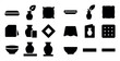 © Eric - Home decor and tableware design icons with pillow, vase and bowl for print design in solid style
