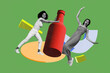 © deagreez - Exclusive artwork collage of happy girl guy dance together weekend occasion champagne bottle vibe celebration alcohol party