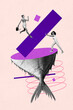 © deagreez - Image pop creative art collage of two happy business girl guy cooperation line path help development fish half tail seafood