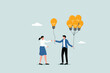 © NASIH - Offering business ideas or solutions, solutions to solve business problems or helping share creative idea concepts, an entrepreneur gives brilliant ideas to young employees.