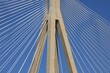© Ralf Adler/imageBROKER - Detailed view of the steel cables of a bridge against a clear sky, Rio-Antirrio cable-stayed bridge, Patras, Peloponnese, Greece
