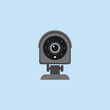 © Ibtisam - A modern digital security camera isolated on a light blue background