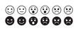 © Stock - Collection of twelve circular emoticon icons showing range of human feelings and emotional states.