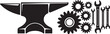 © Kamrun82 - Industrial equipment set including heavy metal anvil gears and wrenches arranged for construction or mechanical repair projects.