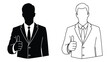 © MDSAEEM - Businessperson Silhouette And Outline Giving Thumbs Up Black And White