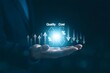 © Sultana - Quality increase and cost optimization for products or services to improve efficiency. Businessman with quality control growth graph and cost reduction, Effective business, Efficient Risk, Cost report
