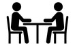 © Roushon - Two people sitting at a table icon meeting silhouette with business communication collaboration