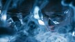 © Justlight - Scientists observe swirling microorganisms in a petri dish under a microscope, curious mood, cool blue laboratory lighting, tight composition with blurred motion trails.