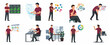 © Haimura - Business man character set performing various office tasks, data analysis, and productivity workflows in a flat vector style