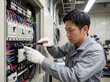 © Jumpei - 工場の配電盤で電気設備を点検する真剣な技術者