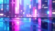 © melisasaputri - Abstract neon city light streaks on wet reflective ground.