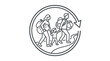 © SHOLEH - Family migration icon with circular arrow symbol