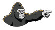 © Sadiq - Aggressive gorilla mascot with glowing yellow eyes pointing its finger directly forward on a clean white background.