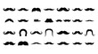 © Tulippp - Collection of black mustache silhouettes and facial hair styles on white