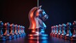 © Zee - Futuristic Chess Knight Surrounded By Pawns In Neon Lighting