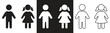 © GraphicGlow - Girl and boy icons set. Children silhoutte. Kids icon flat and outline style - stock vector.