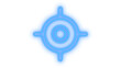 © MdSamsul1234 - Colorfull neon target icon depicting a crosshair aiming symbol for technology or gaming concepts isolated on transparent background with glowing blue light effects and simple design