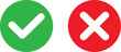 © Asma - Sharp green checkmark and red cross on isolated white background vector symbol for right and wrong choices. Modern flat design, Checkmark icon set. Checkmark right symbol tick sign