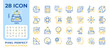 © IMG visuals icons - Academic subjects pixel perfect two color line icons set. Different branches of knowledge. Education system bicolor outline iconset isolated. Duotone pictograms thin linear. Editable stroke