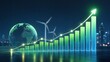 © emwe studio - Global green economy concept with rising financial chart and digital earth representing sustainable investment and renewable energy market growth