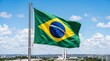 © SULTANA - Brazilian flag waving against a blue sky in brasilia, brazil
