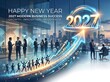 © MDASHIR - Happy new year 2027 modern business success with professionals in office setting.