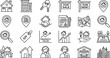 © Ameer - Professional real estate business icons set featuring black line art style on transparent background