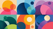 © Hamayun - Vibrant abstract vector background featuring overlapping transparent geometric circles in shades of blue, orange, and purple, creating a dynamic and modern multi-layered visual composition.