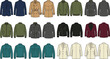 © MDNazmul - Men outerwear jackets and coats collection fashion technical sketch template with front and back views