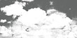 © Design House - Vintage style black and white halftone sky and clouds background with dotted newspaper texture vector illustration.