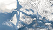 © Connect Images - Abstract swirling patterns of blue and white texture resembling liquid or icy surface. Illustration, rendering