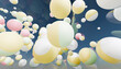 © Connect Images - Colorful pastel balloons floating in a deep blue sky, creating a whimsical atmosphere.