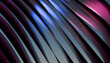 © Connect Images - Abstract image of metallic curved ribbons with pink and blue lighting against a gray background.