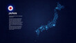 © Planet Caravan - Map of Japan. Digital and interconnected country highlighting most important cities.