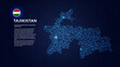 © Planet Caravan - Map of Tajikistan. Digital and interconnected country highlighting most important cities.