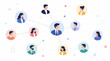 © Maira - Abstract network connection lines between business people avatars icons, flat vector illustration representing global teamwork, social communication, professional networking and corporate synergy.