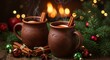 © masood - Warm spiced mulled drink with cinnamon, festive Christmas decor for holiday season advertising.