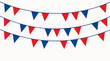 © MD - Patriotic Red White and Blue Bunting Flags Hanging for Celebration, Fourth of July Independence Day Decoration, United States Election Party or Memorial Day Festive Flat Vector Illustration.