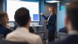 © Surasak-Art - Professional Business Presentation in Modern Office Environment with Engaged Audience and Dynamic Speaker Sharing Insights and Ideas