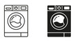 © PNG - Front loading washing machine and laundry machine outline glyph vector icon set for home appliance maintenance
