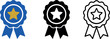 © vector artist - Solid color and outline Award badge icon set represent for certify and quality