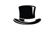 © Mary - Elegant and simple black silhouette of a traditional gentleman's top hat with a ribbon band shown on a white background for formal attire concepts.