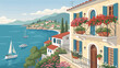 © Hala - Mediterranean coastal village with sailboats and balcony flowers
