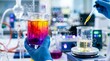 © Rasel Ai - Chemical Experiment in Laboratory with Colorful Liquid and Scientific Equipment