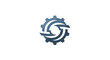© kipli - Abstract blue gear logo with central S curve.