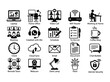© puja - Editable Black and white line icons for business and office work tools and concepts