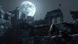 © napol - Cockroaches Scurrying Through Ancient Stone Ruins Under a Large Full Moon at Night