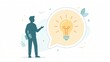 © anuradha - Professional consulting concept featuring a stylized character with an idea lightbulb inside a speech bubble, flat vector style