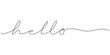 © Vector Man - One continuous line drawing typography line art of hello word writing isolated on white background., Hello handwritten inscription